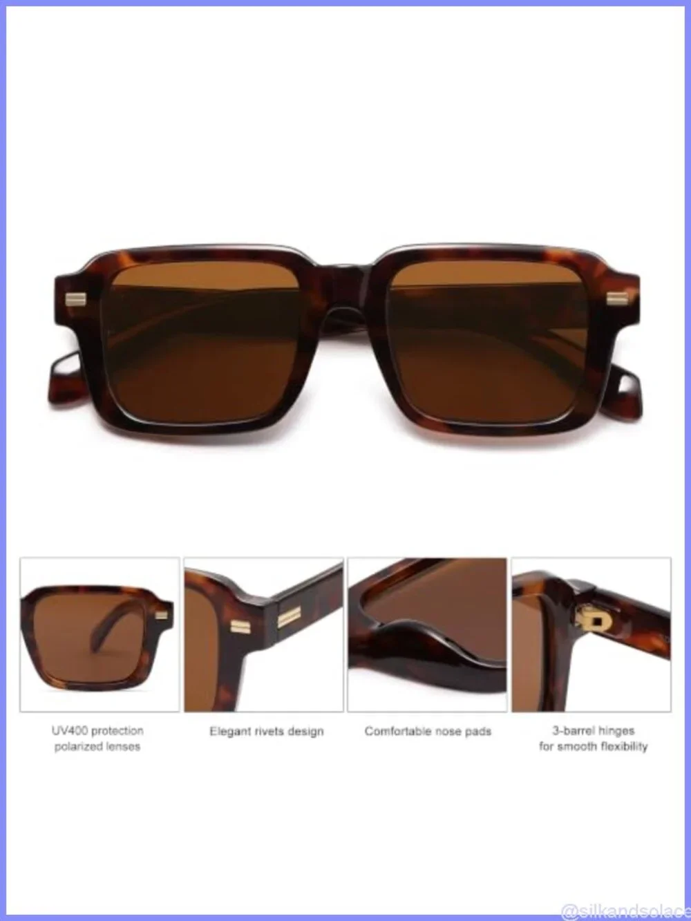 Oversized Square Polarized Sunglasses Retro Chunky Full-Frame